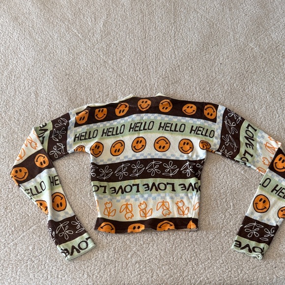 PacSun Brown and Cream Graphic Turtleneck Sweater Small - Picture 8 of 8